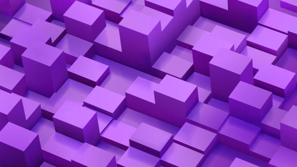 istock Abstract background of cubes and parallelepipeds in purple colors 693066906