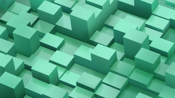 istock Abstract background of cubes and parallelepipeds in green colors 693066932
