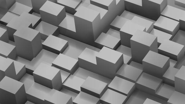 istock Abstract background of cubes and parallelepipeds in gray colors 693066956