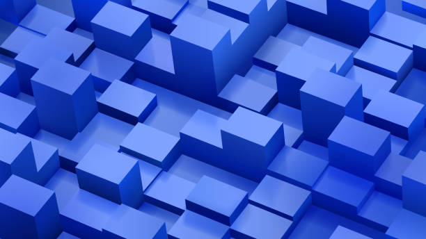 istock Abstract background of cubes and parallelepipeds in blue colors 693066994