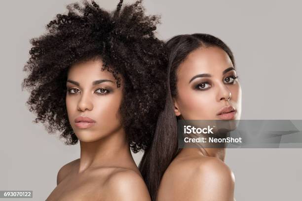 Beauty Portrait Of African Natural Girls Stock Photo - Download Image Now - Fashion Model, Hair, African-American Ethnicity