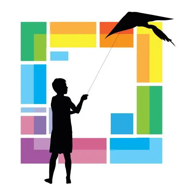 Vector illustration of Kite Flight