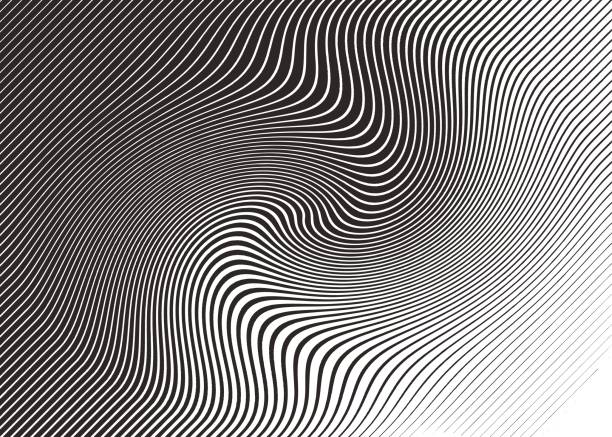 ilustrações de stock, clip art, desenhos animados e ícones de halftone pattern, abstract background of rippled, wavy lines - ilusão