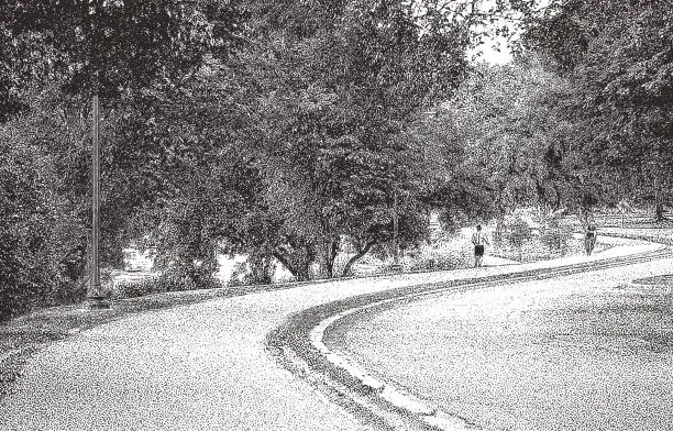 Vector illustration of Jogger on a city park footpath