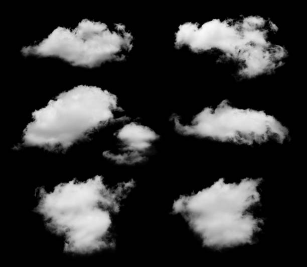 istock set of white cloud isolated on black background 693095262