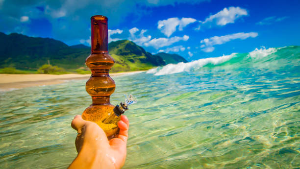 straight up bong on water stock photo