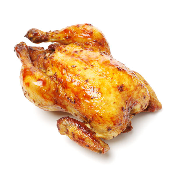 istock Chicken meat: white background separated by roast chicken 693125504
