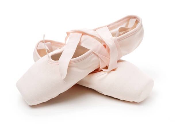 Pair of ballerina pointe shoes on white background Pair of ballerina pointe shoes on white background dress shoe photos stock pictures, royalty-free photos & images