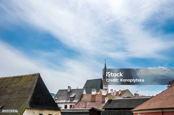 Picturesque Old Tiled Roofs The Ancient City Of Ceske Krumlov Czech Republic Stock Photo - Download Image Now