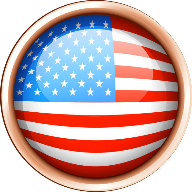 istock Round badge design for flag of America 693125994