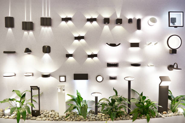 beautiful wall lights in store - light shop imagens e fotografias de stock