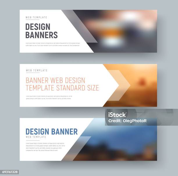Progettazione Di Banner Web Orizzontali Standard Con Spazio Per Foto E Testo - Immagini vettoriali stock e altre immagini di Banner web