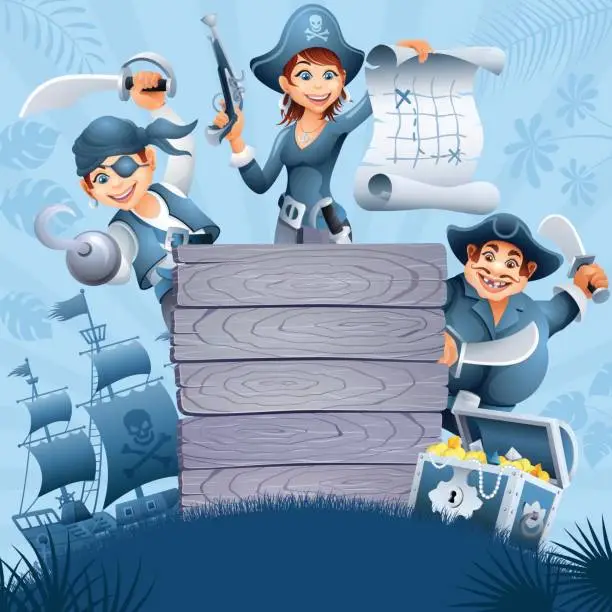 Vector illustration of Poster with Pirates