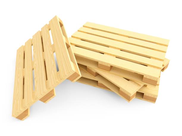 istock 3D rendering wooden pallets isolated on white background 693184504