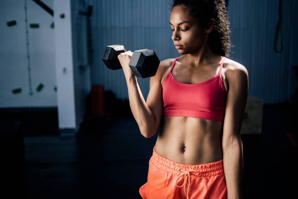 istock Strong black girl working out 693186802
