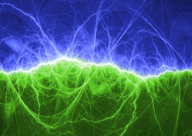 istock Blue and green plasma, abstract electric lightning 693187028