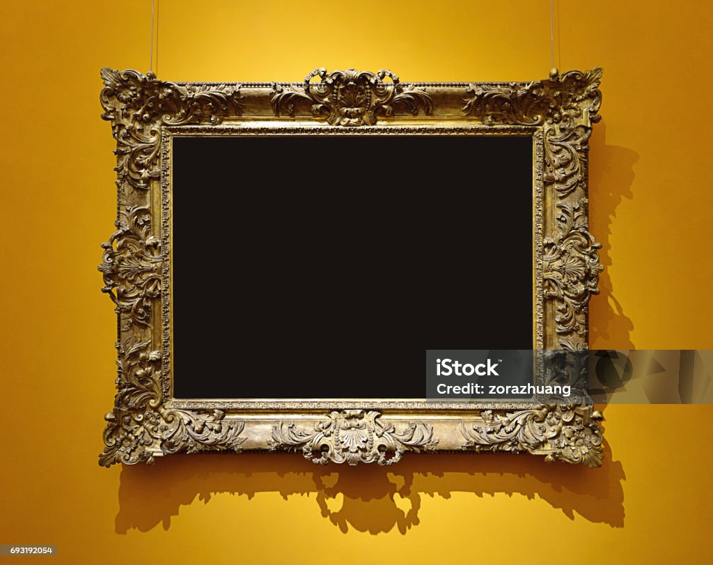 Retro Picture Frame Retro wooden picture frame on the wall. Picture Frame Stock Photo