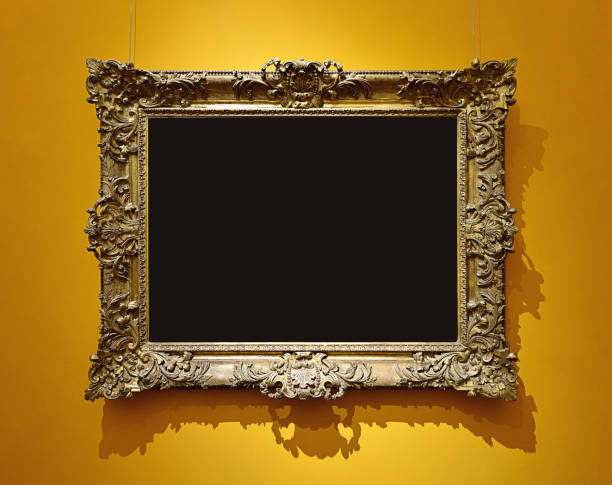 Retro Picture Frame Retro wooden picture frame on the wall. sculpture photos stock pictures, royalty-free photos & images