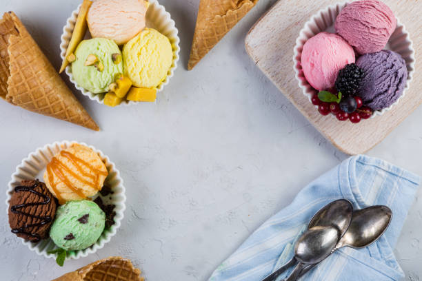 istock Selection of colorful ice cream scoops 693199578