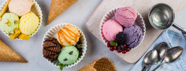 istock Selection of colorful ice cream scoops 693199608