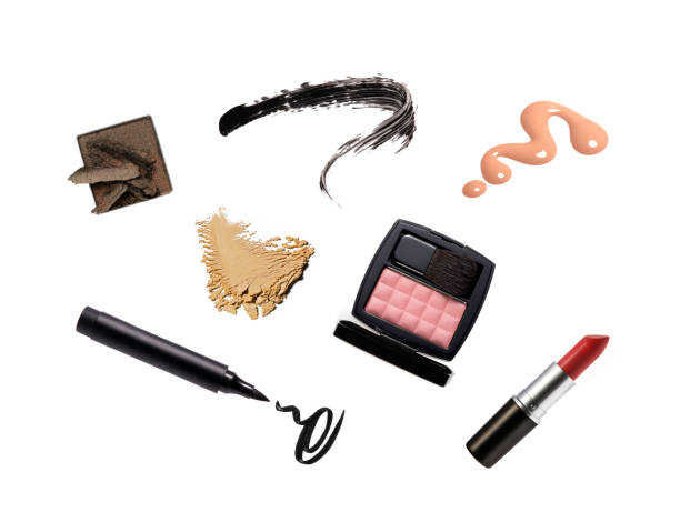 Make-up products isolated on white Various make-up and cosmetics products isolated on white woman mascara smudged stock pictures, royalty-free photos & images