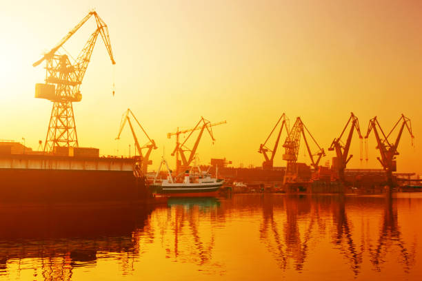 istock Cranes in historical shipyard in Gdansk, Poland 693209364