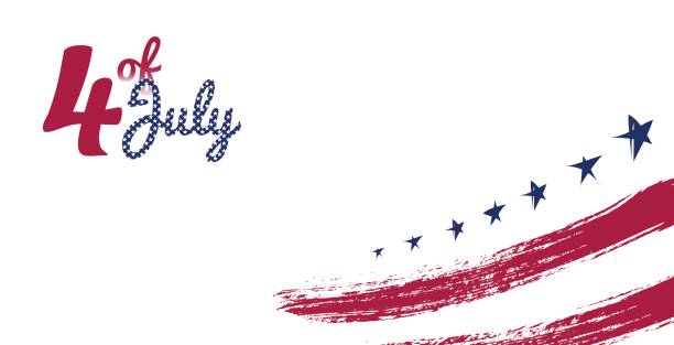 4. juli, unabhängigkeitstag usa grußkarte. - american flag fourth of july watercolor painting painted image stock-grafiken, -clipart, -cartoons und -symbole