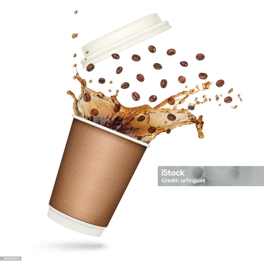Paper Splashed Coffee Coffee Splash In Paper Cup Isolated On White Background Stock ...