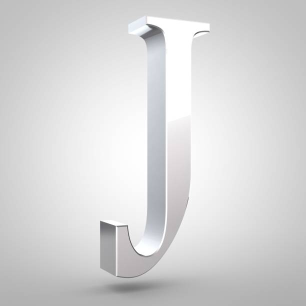 istock Silver letter J uppercase isolated on white background 693223376