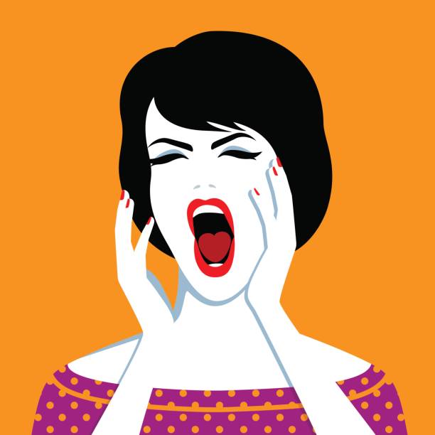 красивая кричащая женщина - screaming shouting women human mouth stock illustrations