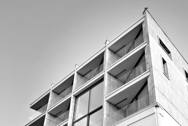istock Modern, Luxury Apartment Building. Black and white 693245446