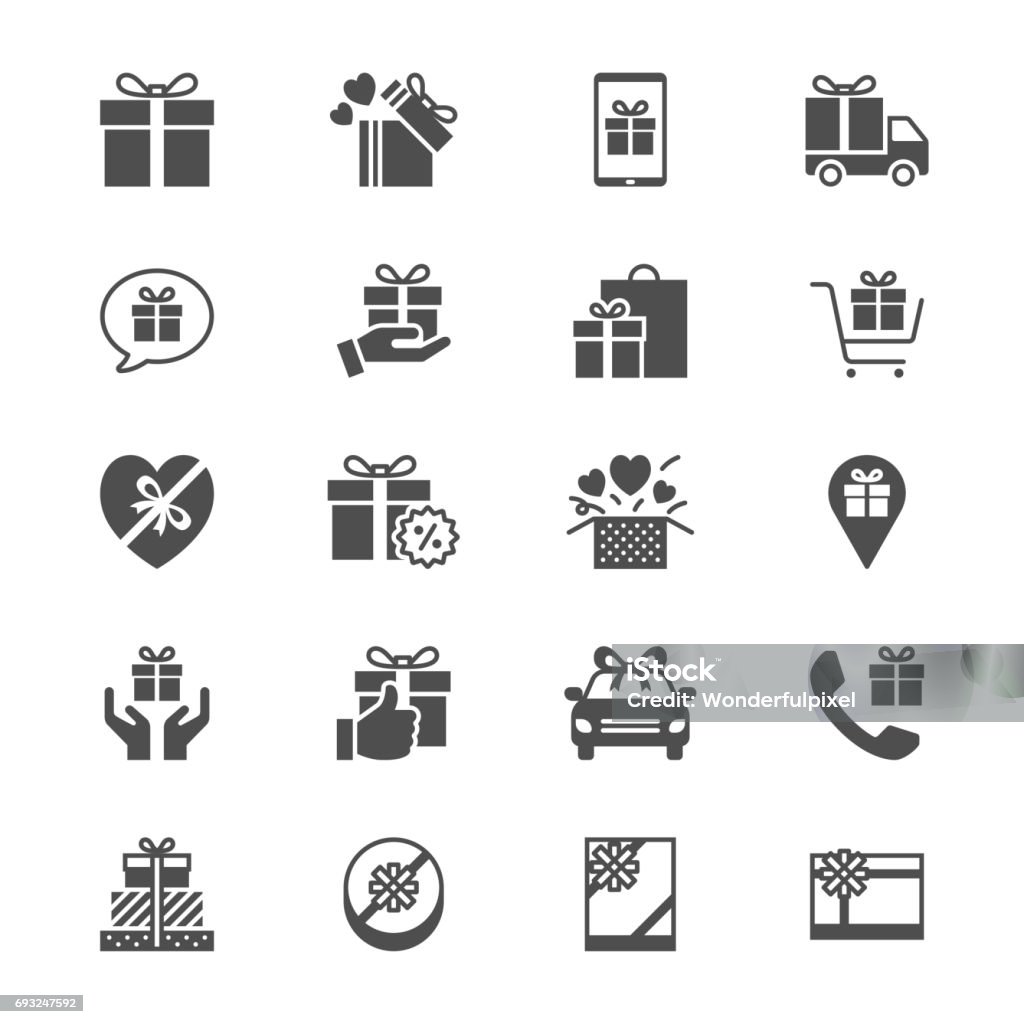 Gift flat icons Simple vector icons. Clear and sharp. Easy to resize. Gift stock vector