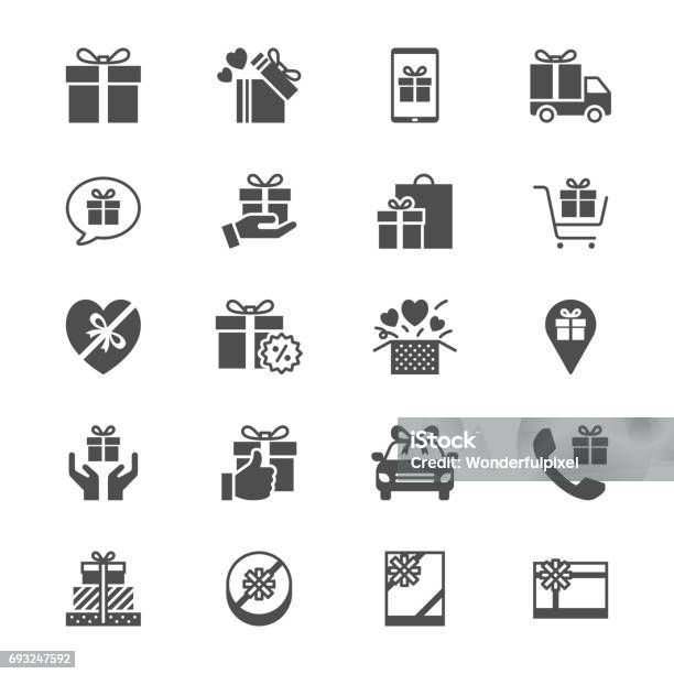 Gift Flat Icons Stock Illustration - Download Image Now - Gift, Icon Symbol, Gift Box