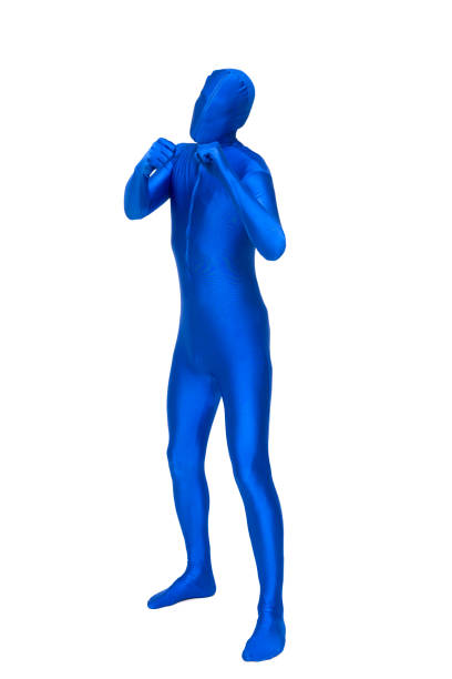 istock Mysterious blue man in costume 693248424