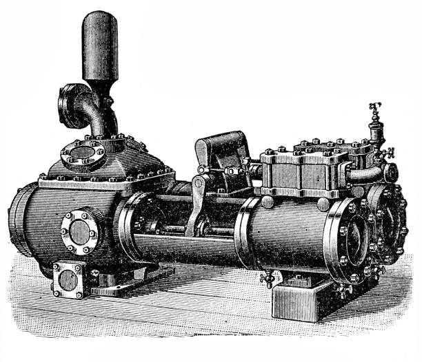 Worthington pump Antique illustration of a Worthington pump Worthington stock illustrations