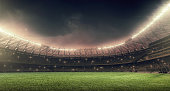 soccer stadium with illumination and night sky