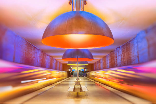 Colourful subway station in Munich Germany