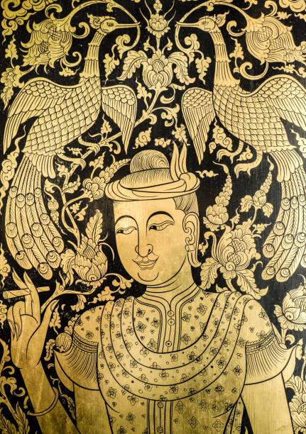 Mural painting in Temple - Wat Traimit (Bangkok,Thailand)