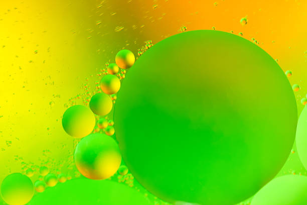 closeup of oil drops on the water