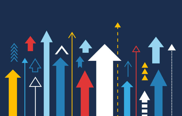 Arrows up, increase and success business illustration Arrows up isolated, many different styles, illustration vector growth concept stock illustrations