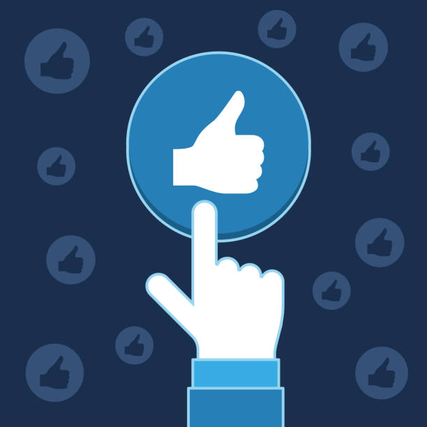istock Hand pressing like button, social media business illustration 693278006