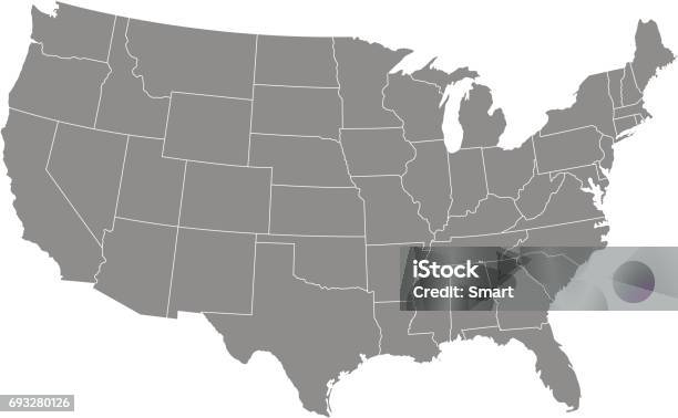 Territorio Degli Stati Uniti Damerica Con Contorno - Immagini vettoriali stock e altre immagini di Stati Uniti d'America