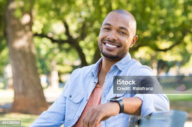 Happy African American Man Stock Photo - Download Image Now - Men, Smiling, Outdoors