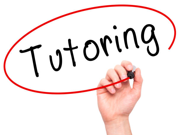 Man Hand writing Tutoring with black marker on visual screen Man Hand writing Tutoring with black marker on visual screen. Isolated on white. Business, technology, internet concept. Stock Image tineola stock pictures, royalty-free photos & images