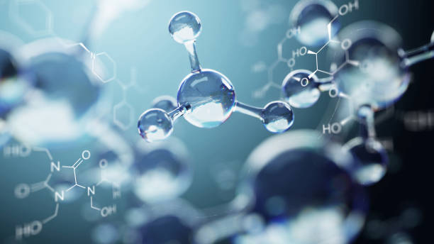 istock 3d illustration of molecule model. Science background with molecules and atoms 693297554