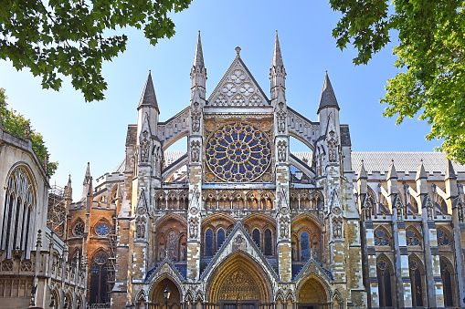Westminster Abbey (The Collegiate Church of St Peter at Westminster) - Gothic church in City of Westminster, London. Westminster is traditional place of coronation and burial site for English monarchs