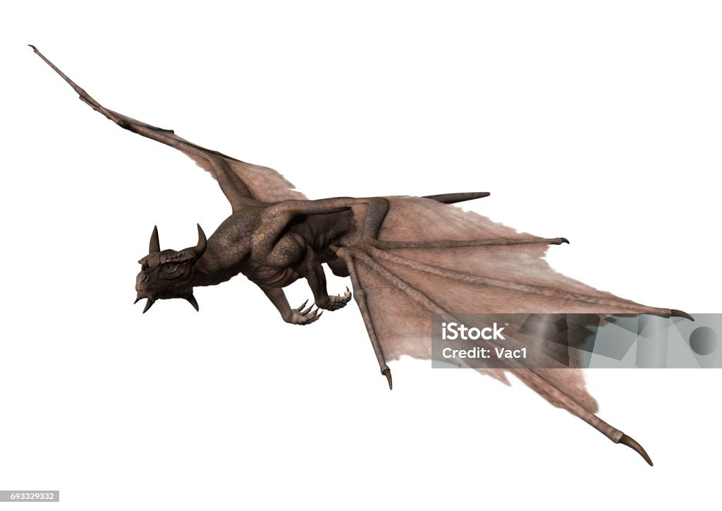 Render 3D Fantasy Dragon en blanco - Foto de stock de Dragón libre de derechos