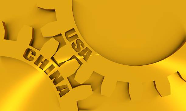 istock USA and China text on the Gears. 693335666