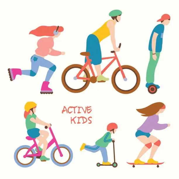 Vector illustration of Active kids vector illustration