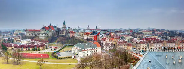 Lublin old town panorama, Poland. View from the Castle.